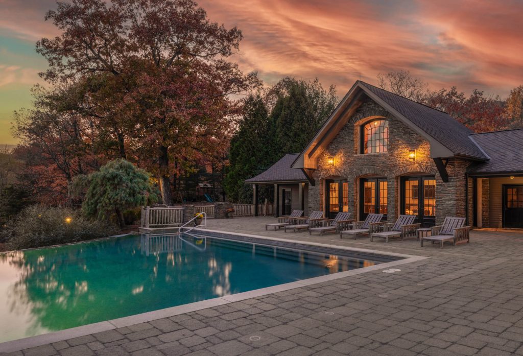 Tiedemann Castle Greenwood Lake Twilight photo pool