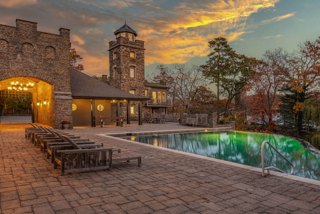 Tiedemann Castle Greenwood Lake Twilight photo pool